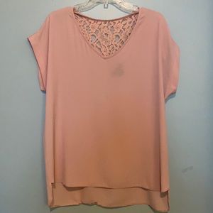 Short sleeve blouse with back lace detail